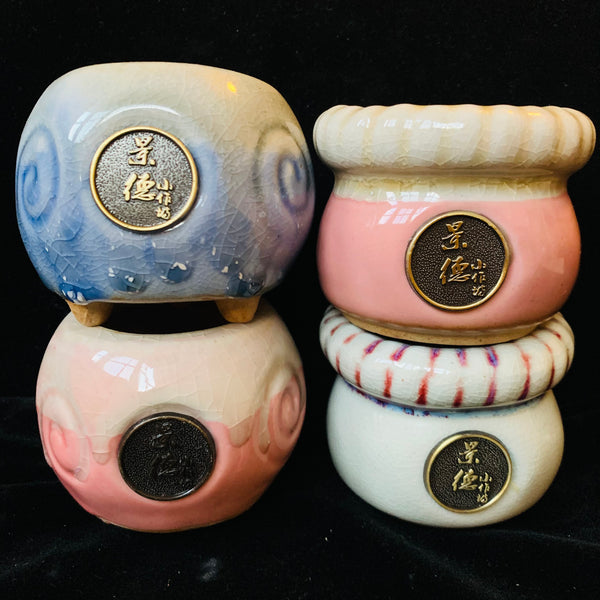 Ice Cracking Candy Pots 景德镇小作坊冰裂流釉盆