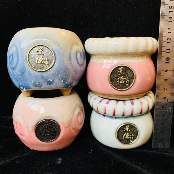 Ice Cracking Candy Pots 景德镇小作坊冰裂流釉盆