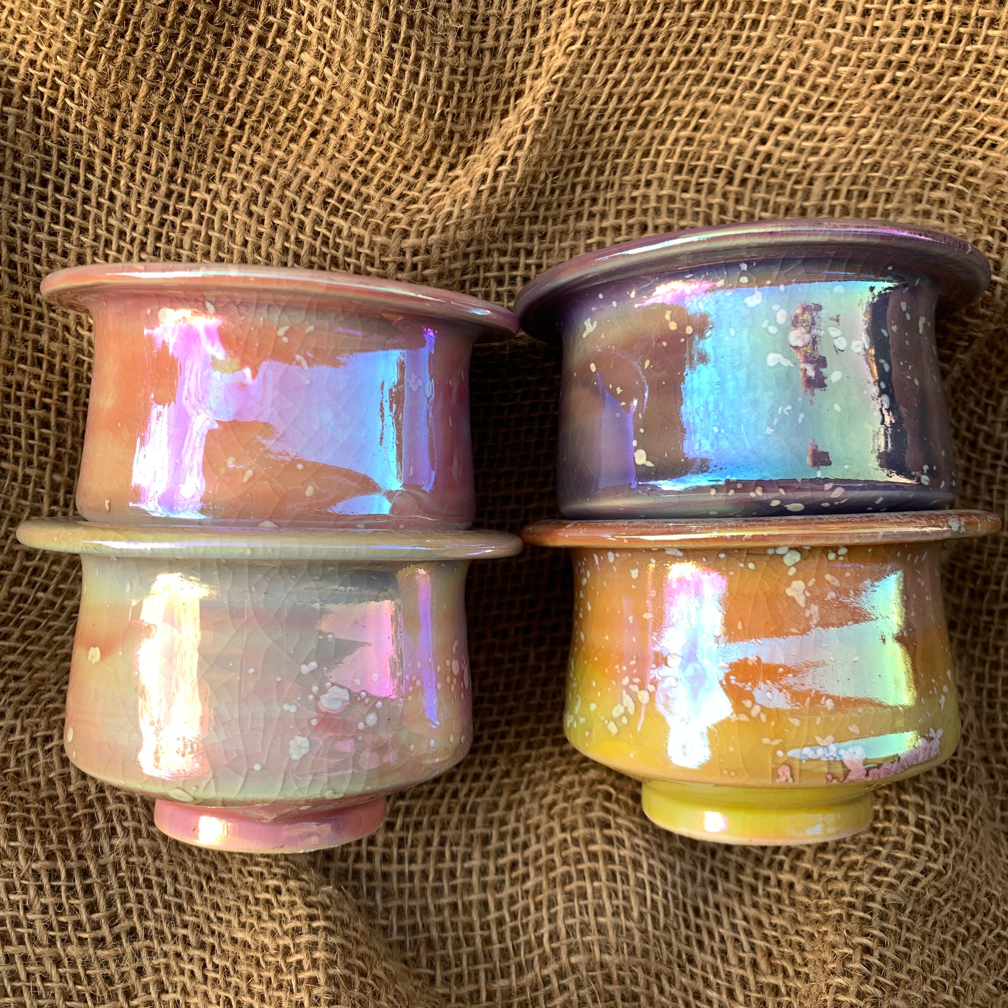 Laser Rainbow Plate Pots 景德镇手工镭射花盆