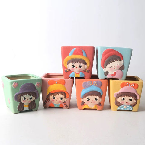 little girl sqaure pots pans女孩方盆