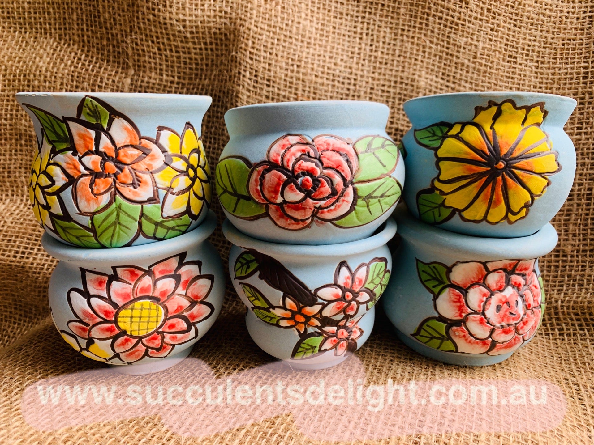 Hand Crafted floral pots 延禧盆套装