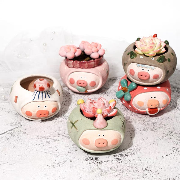 Yixi 3D piggie pots 一卌立体小猪盆
