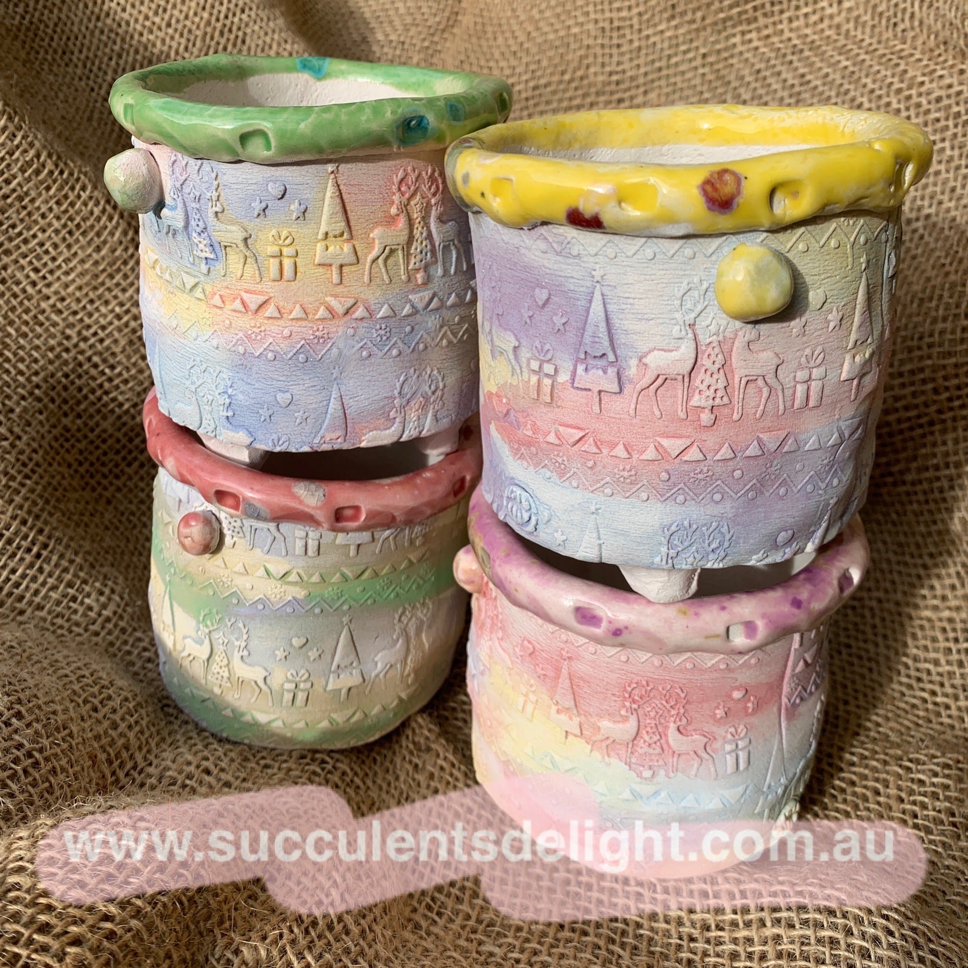 Yixi Christmas Candy Old Chunk Tall Pots  一卌岩石幻彩老桩盆