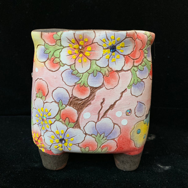 Korean Floral Hand Painted Pots 韩国花卉镶钻手绘盆