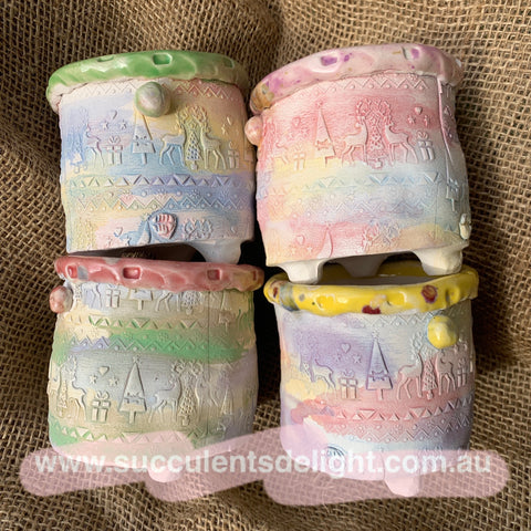 Yixi Christmas Candy Old Chunk Tall Pots  一卌岩石幻彩老桩盆
